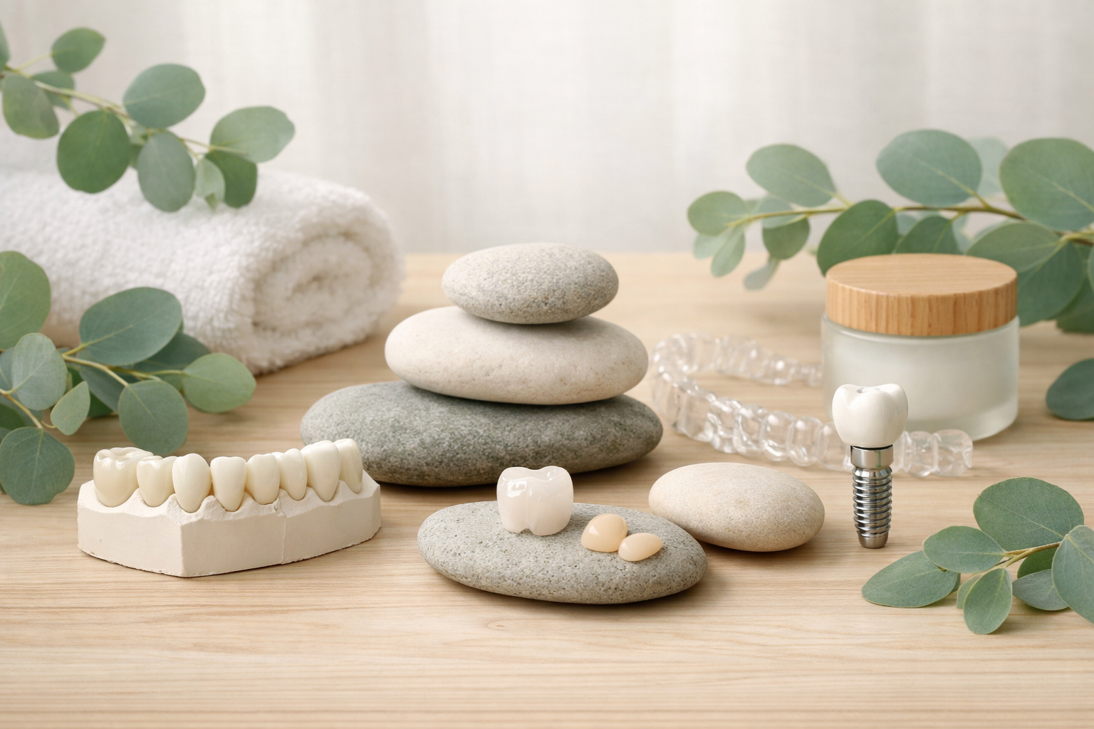 Natural holistic dentistry concept with botanical elements
